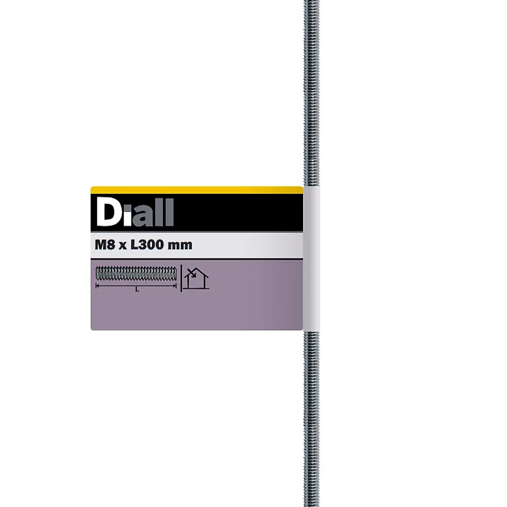 Diall Tige Filetée-Tige filetée brillante zinguée diamètre 8 x 300 mm
