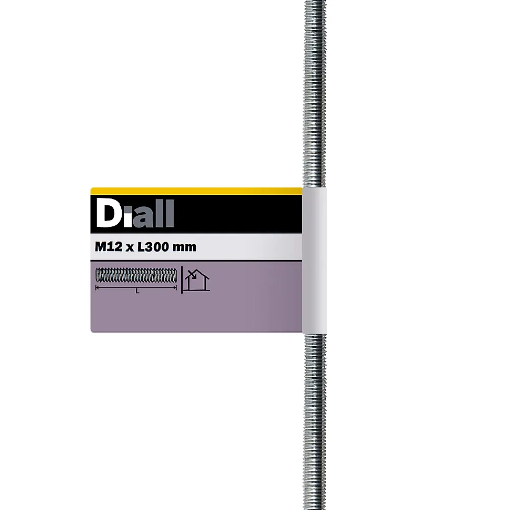 Diall Tige Filetée-Tige filetée brillante zinguée diamètre 12 x 300 mm