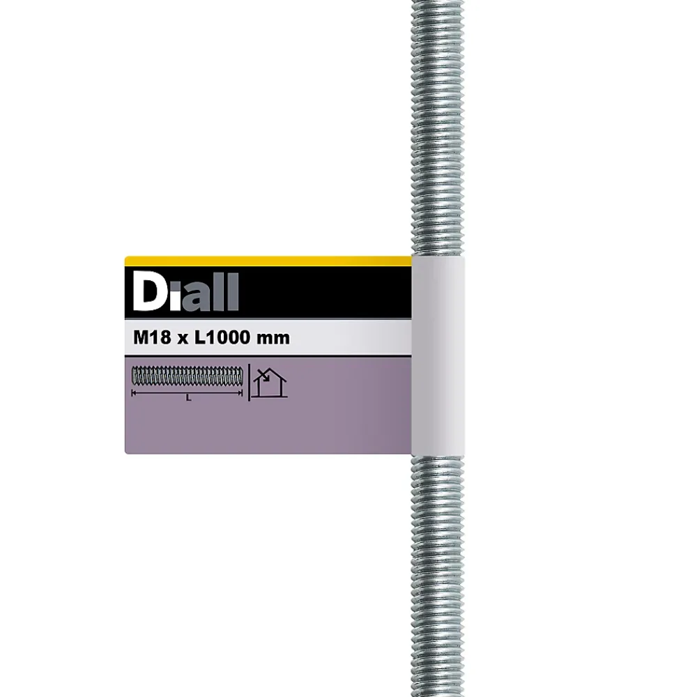 Diall Tige filetée brillante zinguée diamètre 18 mm x 1 m
