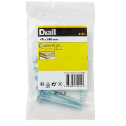 Diall Tirefond-Tirefonds DIN 571 zingués 8x60 mm - 10 pièces