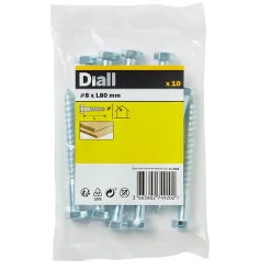 Diall Tirefond-Tirefonds DIN 571 zingués 6x80 mm - 10 pièces
