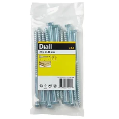 Diall Tirefond-Tirefonds DIN 571 zingués 10x120 mm - 10 pièces