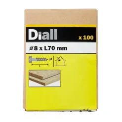 Diall Tirefond-Tirefonds DIN 571 zingués 8x70 mm - 100 pièces