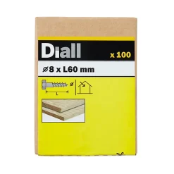 Diall Tirefond-Tirefonds DIN 571 zingués 8x60 mm - 100 pièces