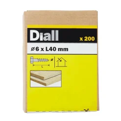 Diall Tirefond-Tirefonds DIN 571 zingués 6x40 mm - 200 pièces