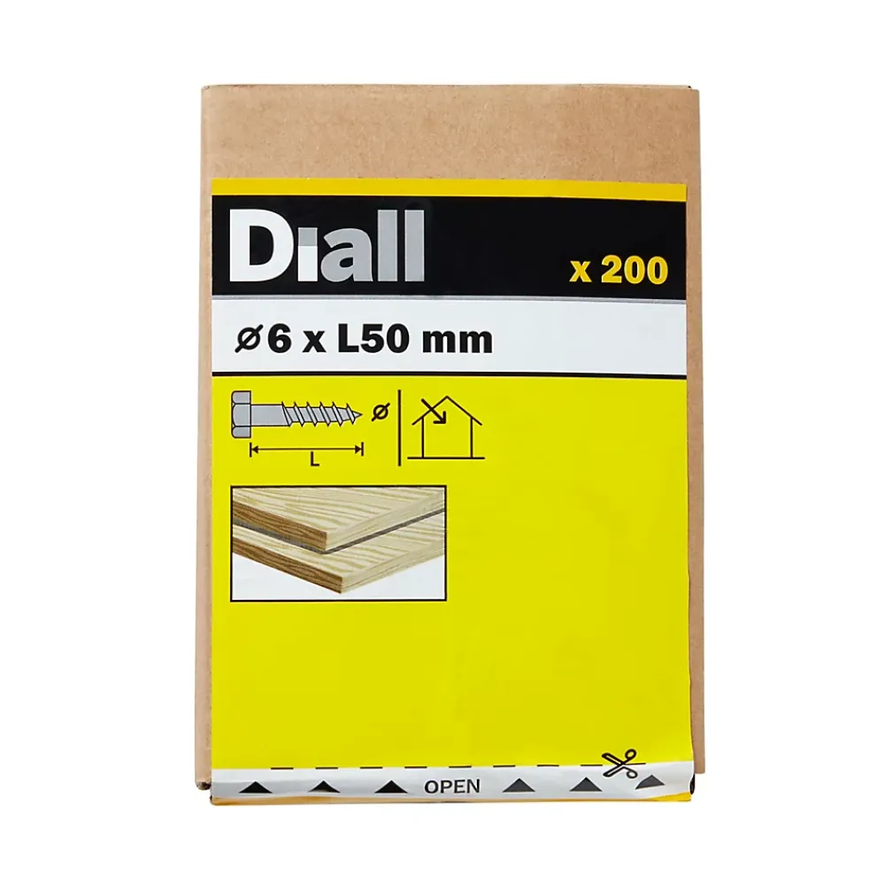Diall Tirefonds DIN 571 zingués 6x50 mm - 200 pièces