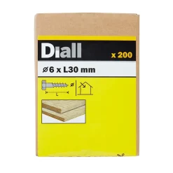 Diall Tirefonds DIN 571 zingués 6x30 mm - 200 pièces