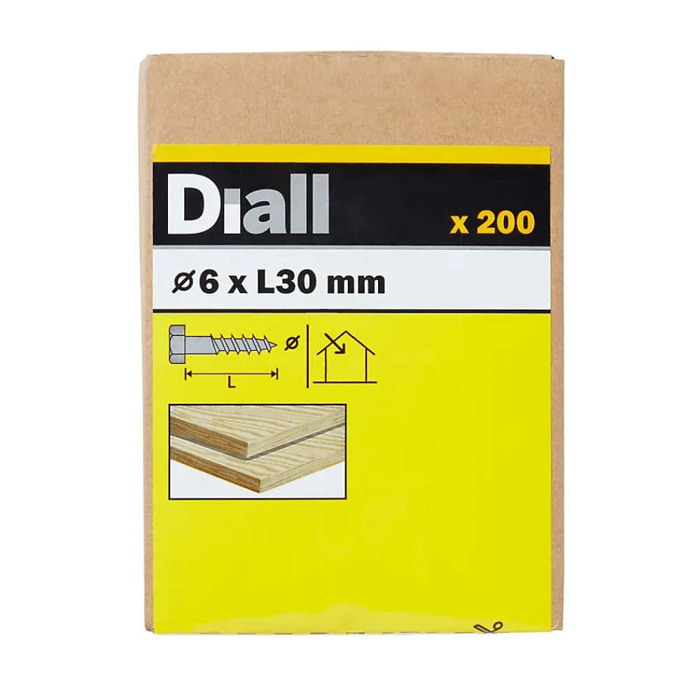 Diall Tirefonds DIN 571 zingués 6x30 mm - 200 pièces