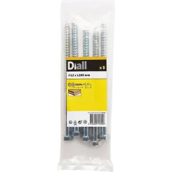 Diall Tirefonds zingués 12x200 mm - 5 pièces
