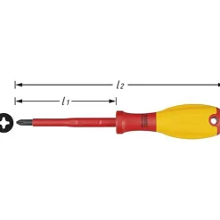 Hazet Tournevis D'Électricien-Tournevis cruciforme VDE PH 2, lame 100 mm, longueur totale 210 mm