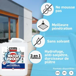 Rubson Etanchéité Du Mur Intérieur-Traitement Murs Humides incolore bidon 2,5L