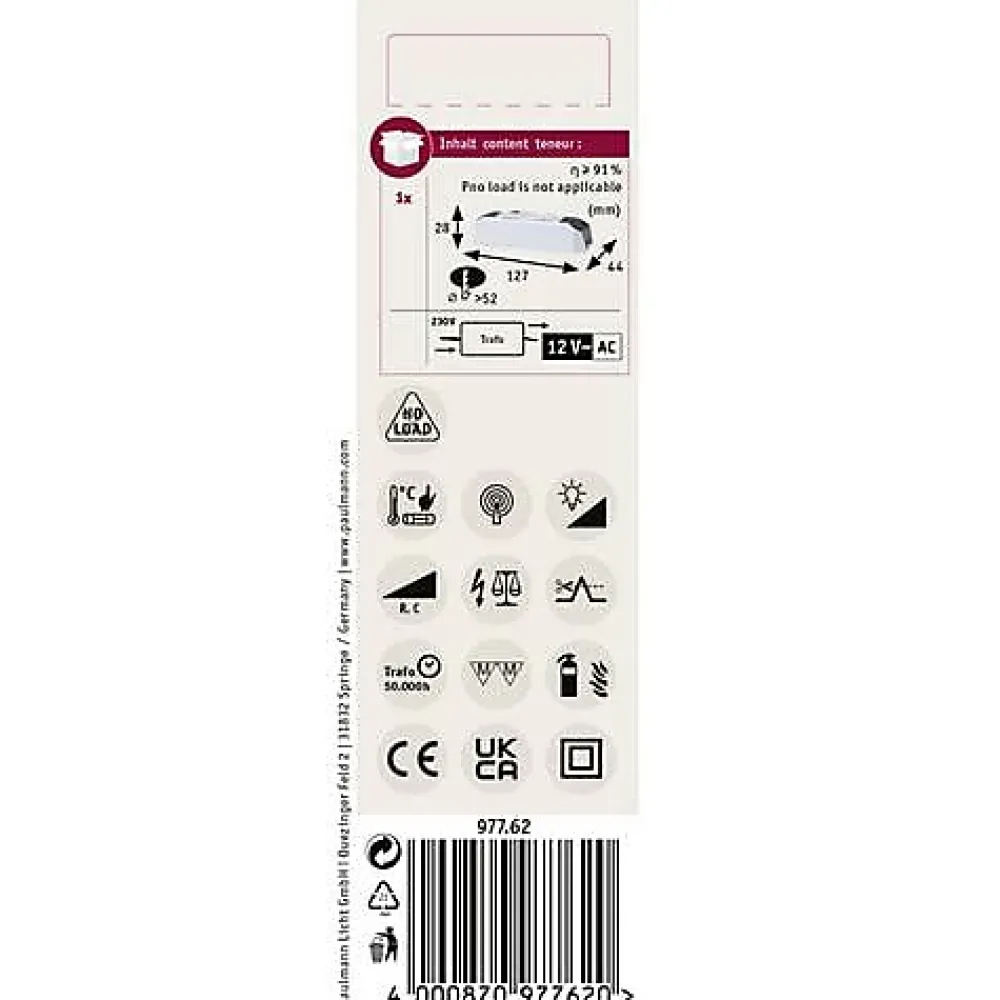 Paulmann Transformateur, Convertisseur Et Chargeur Usb-Transfo électronique Halogen+LED max. 0-50W 220-240/12V 50VA Blanc