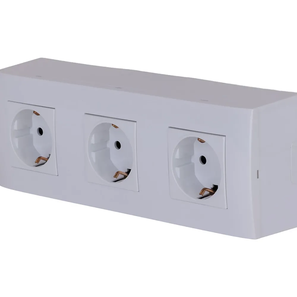 Zenitech Boite D'Encastrement-Triple prise Schuko + plaque Kalya blanc