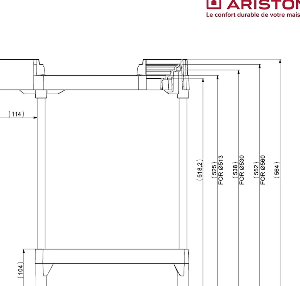 Ariston Chauffe-Eau Ariston-Trépied universel ajustable pour chauffe-eaux D. 513 / 530 / 560 mm -