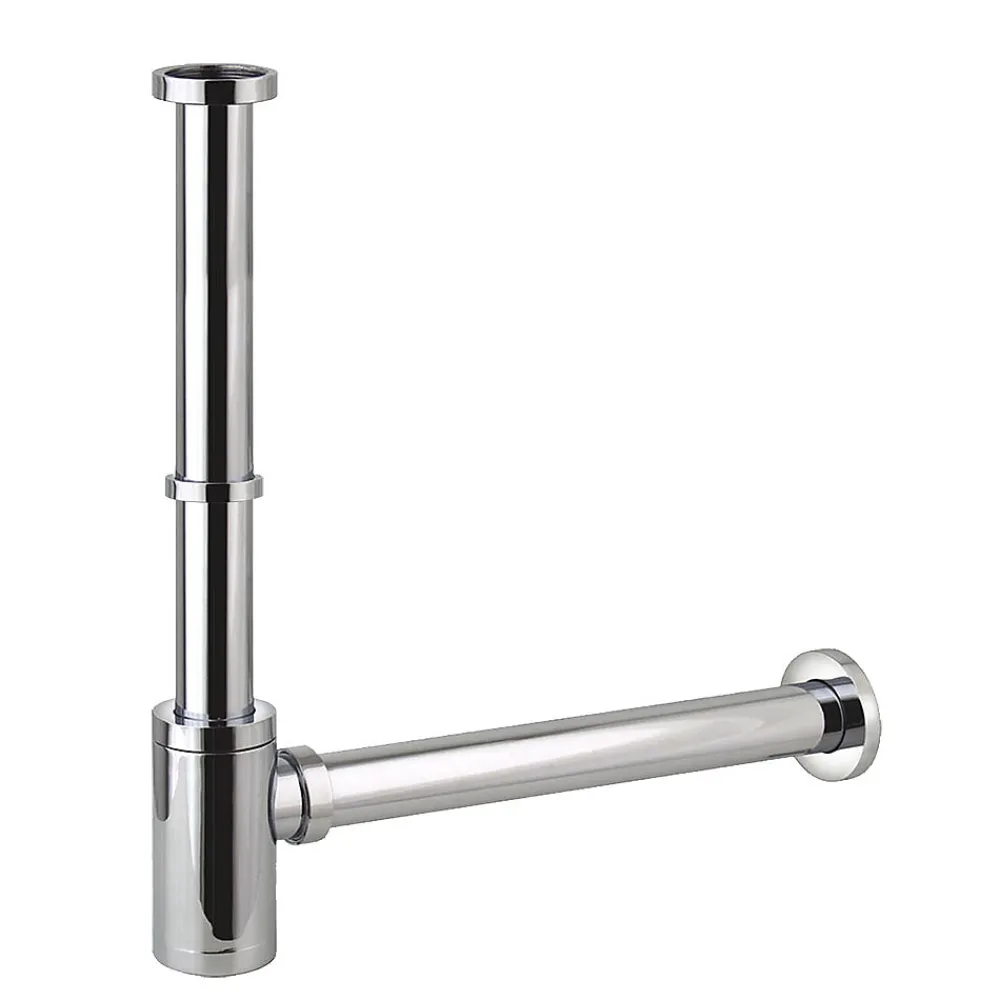 Pipe Wc-Tube d'extension de siphon de vidange rond avec une finition chromée brillante en laiton Kibath