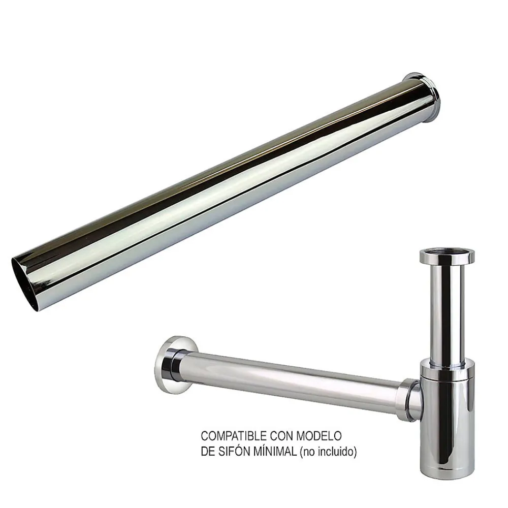 Pipe Wc-Tube d'extension de siphon de vidange rond avec une finition chromée brillante en laiton Kibath
