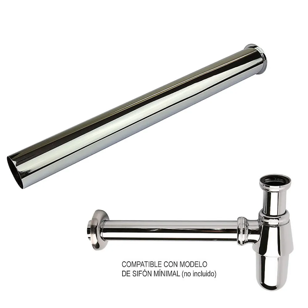 Pipe Wc-Tube d'extension de siphon de vidange rond avec une finition chromée brillante en laiton Kibath