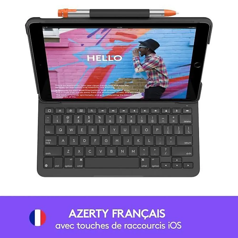 Logitech Étui Clavier Bluetooth Slim Folio iPad 10.2 AZERTY Gris