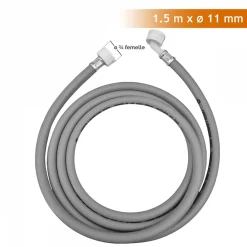Linxor Evacuation De Lave-Linge-Tuyau d'arrivée d'eau universel pour machine à laver, lave vaisselle - Gris - 1.5 m -