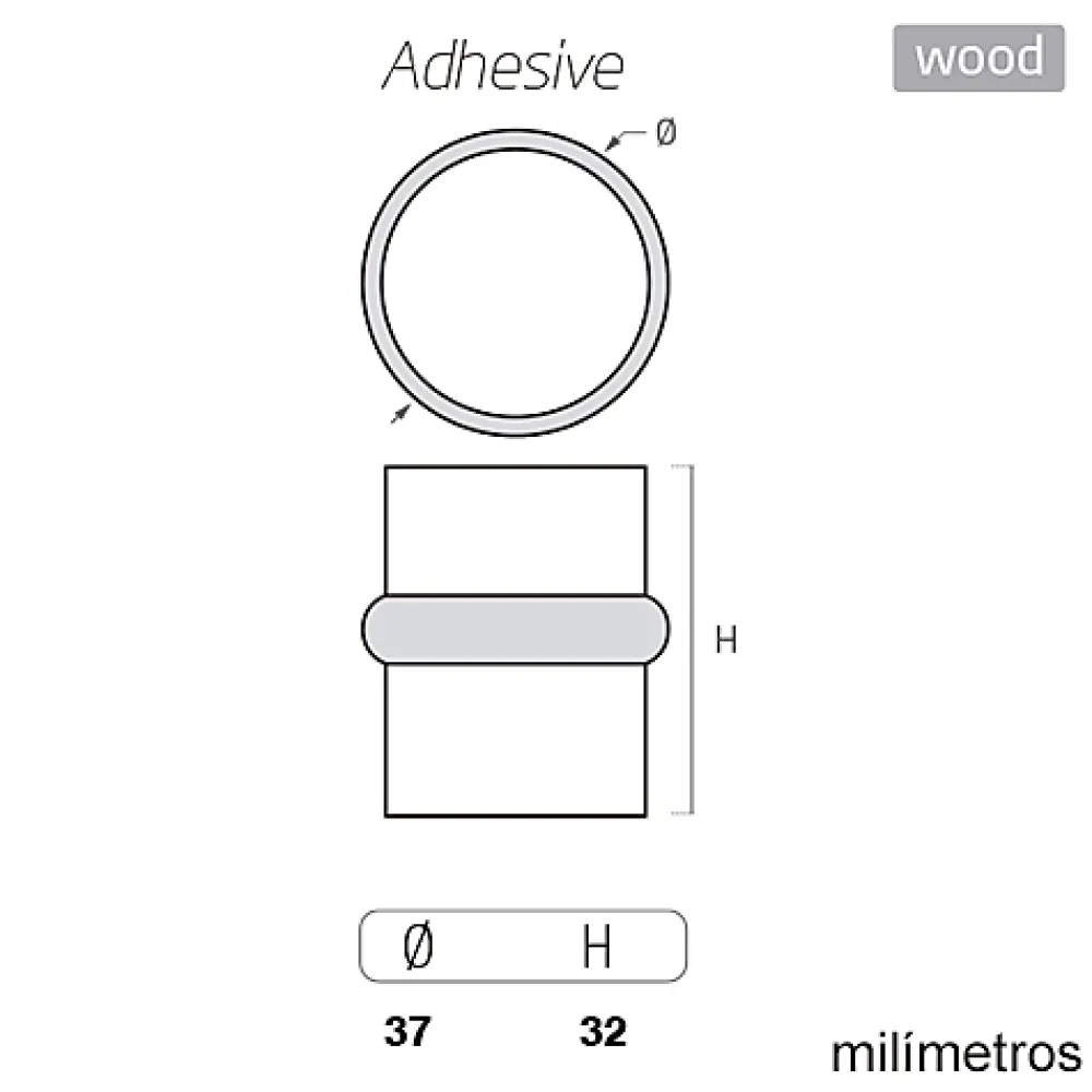 Nesu 4 Un. Butée de porte adhésive en bois laqué noir - Diamètre 37MM