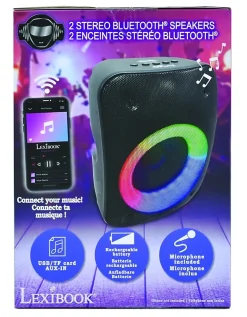 Lexibook Enceinte, Écouteur Et Casque-Une paire d'Enceintes Stereo Puissantes Bluetooth iParty