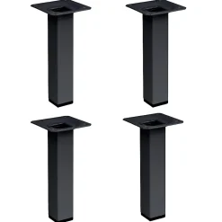 Nesu Pied De Meuble-4 un. Pied carré pour meuble en acier 25x25mm hauteur 150mm peinture noire avec embout