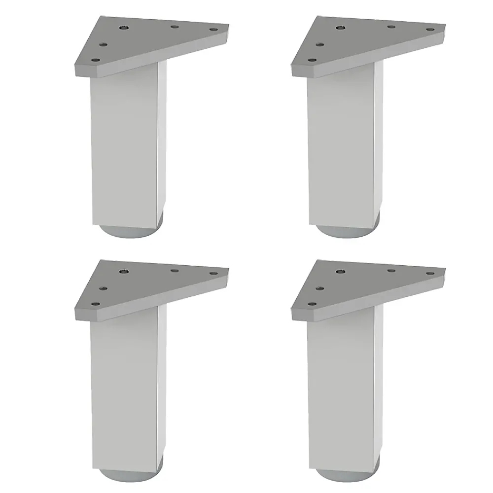 Nesu Pied De Meuble-4 un. Pied carré pour meuble en aluminium 40x40mm hauteur 100mm aluminium mat avec régulateur de nivellement