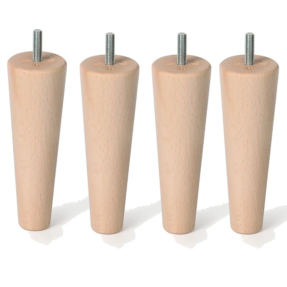 Nesu 4un. Pied de meuble nordique pied conique en bois de hêtre naturel non vernis. Hauteur 150mm