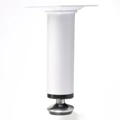 Nesu Pied De Meuble-4 un. Pied de meuble rond en acier, diamètre 30 mm, hauteur 100 mm, peinture blanche avec régulateur de nivellement 15-25 mm