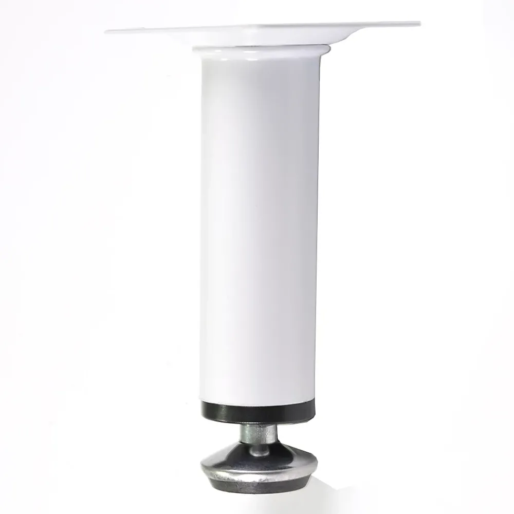 Nesu Pied De Meuble-4 un. Pied de meuble rond en acier, diamètre 30 mm, hauteur 100 mm, peinture blanche avec régulateur de nivellement 15-25 mm