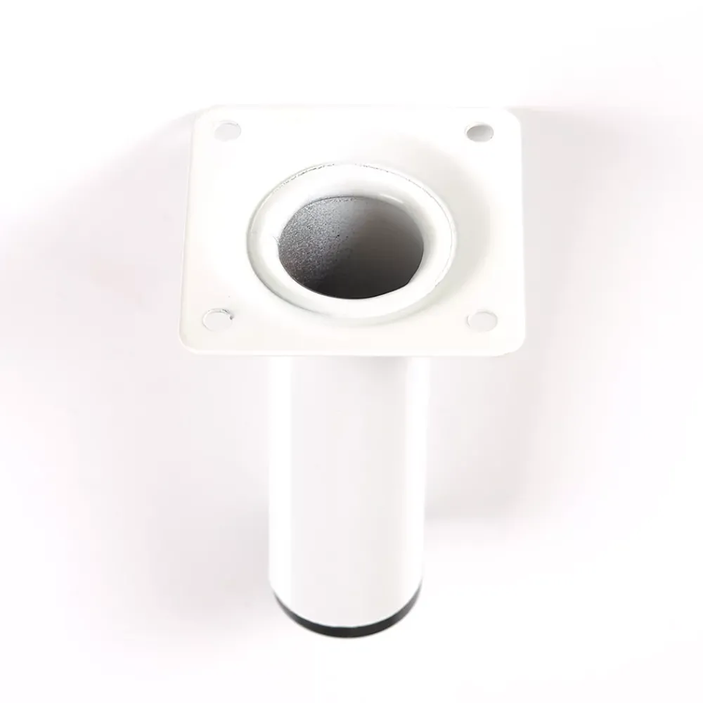 Nesu Pied De Meuble-4 un. Pied de meuble rond en acier, diamètre 30 mm, hauteur 100 mm, peinture blanche avec régulateur de nivellement 15-25 mm