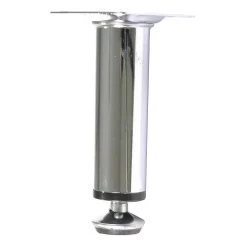 Nesu 4 un. Pied de meuble rond en acier diamètre 30mm hauteur 100mm chromé avec régulateur de nivellement 15-25mm