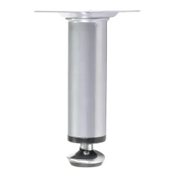 Nesu Pied De Meuble-4 un. Pied rond pour meuble en acier, diamètre 30 mm, hauteur 100 mm, peinture aluminium avec régulateur de nivellement 15-25 mm