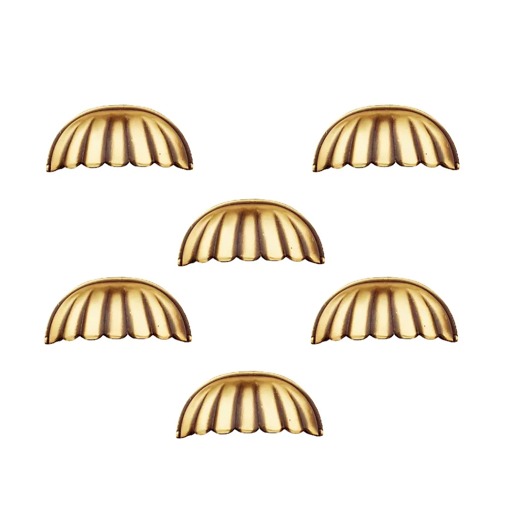 Nesu Poignée De Meuble-6 Un. poignées de meuble coquille en laiton vieilli pour porte cuisine - entraxe 64MM
