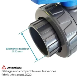 Fitt Vanne D'Arrêt-Vanne Interplast 50mm à coller double union démontable 5cm 50 mm PN16 PVC Pression Piscine