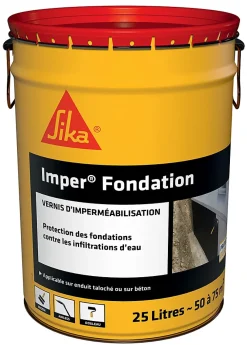Sika Etanchéité Des Fondations-Vernis bitumineux imperméabilisant pour fondations Imper Fondation noir 25L