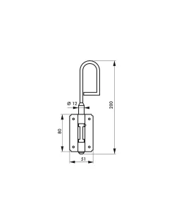 Thirard Verrou baïonette, platine, 12x200mm, zingué -