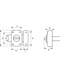 Thirard Verrou à bouton Alouette pour porte intérieure, 30mm, acier, époxy argent -