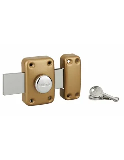 Thirard Verrou De Porte-Verrou à bouton Apache pour porte de garage, cylindre 40mm, pêne 160mm, acier, 3 clés, époxy or -