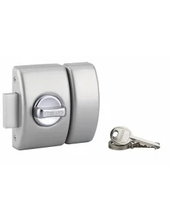 Thirard Verrou De Porte-Verrou à bouton Design 5 pour porte d'entrée, cylindre 50mm, acier, 3 clés, argent -