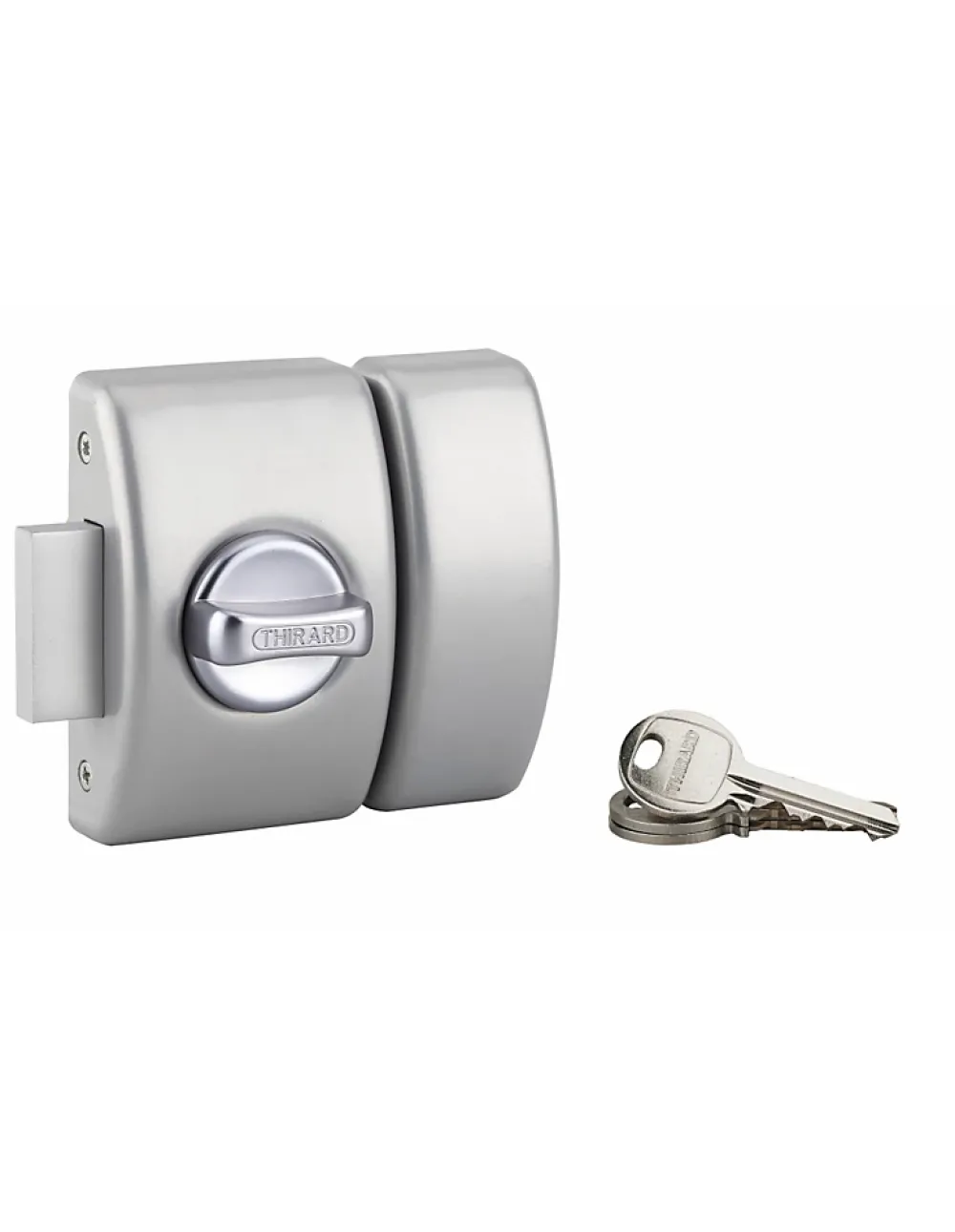 Thirard Verrou De Porte-Verrou à bouton Design 5 pour porte d'entrée, cylindre 50mm, acier, 3 clés, argent -