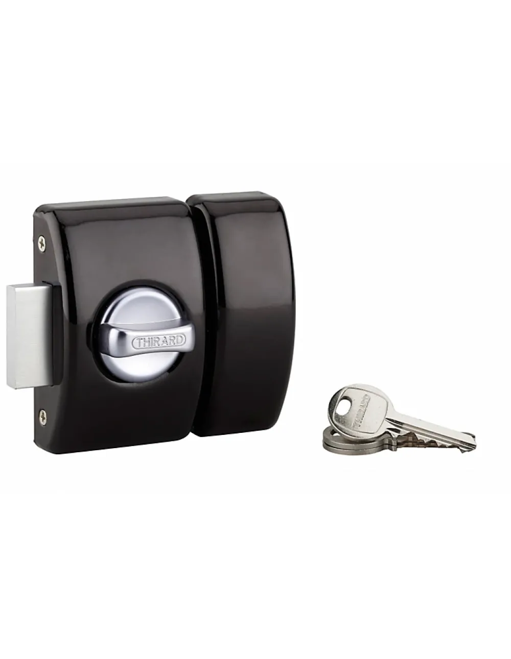 Thirard Verrou De Porte-Verrou à bouton Design 5 pour porte d'entrée, cylindre 40mm, acier, 3 clés, noir -