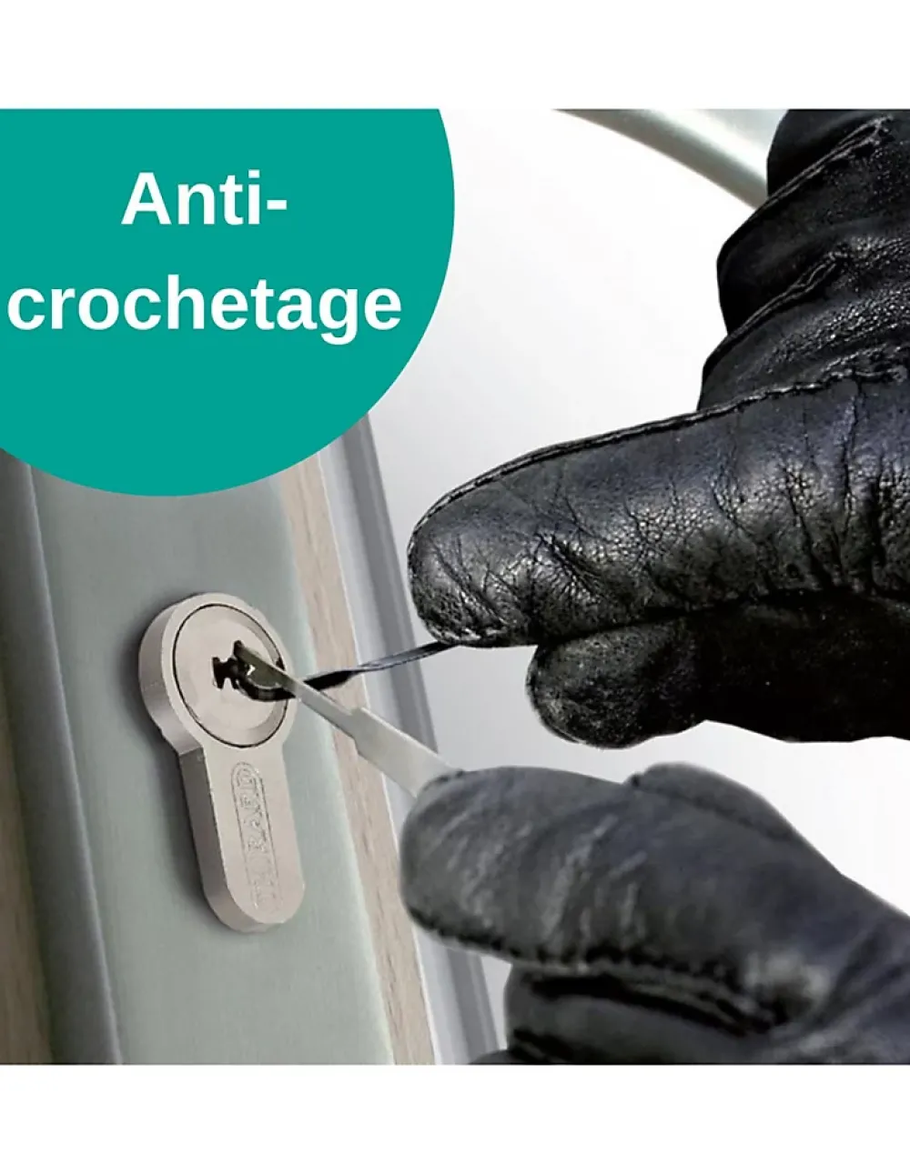 Thirard Verrou à bouton Federal pour porte d'entrée, cylindre 45mm, acier, 4 clés, époxy noir -