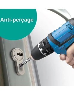 Thirard Verrou à bouton Federal pour porte d'entrée, cylindre 45mm, acier, 4 clés, époxy noir -