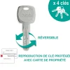 Thirard Verrou à bouton Transit 2 A2P pour porte d'entrée, cylindre 45mm, acier, 4 clés, époxy bronze -