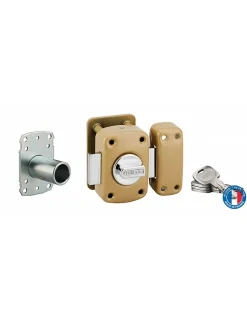 Thirard Verrou à bouton Transit 2 A2P pour porte d'entrée, cylindre 45mm, acier, 4 clés, époxy bronze -