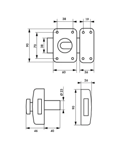 Thirard Verrou De Porte-Verrou à bouton Transit 2 pour porte d'entrée, cylindre 40mm, 4 clés, époxy anthracite -