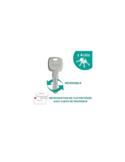Thirard Verrou à bouton Transit 2 pour porte d'entrée, cylindre 50mm, 4 clés, blanc -