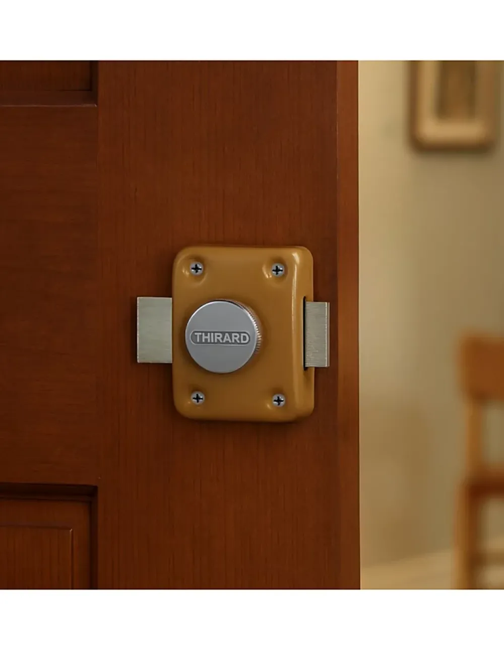Thirard Verrou à bouton Trident pour porte intérieure, simple entrée, acier, époxy bronze -