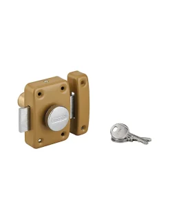 Thirard Verrou De Porte-Verrou à bouton Trident pour porte intérieure, cylindre 45mm, acier, 3 clés, époxy bronze -